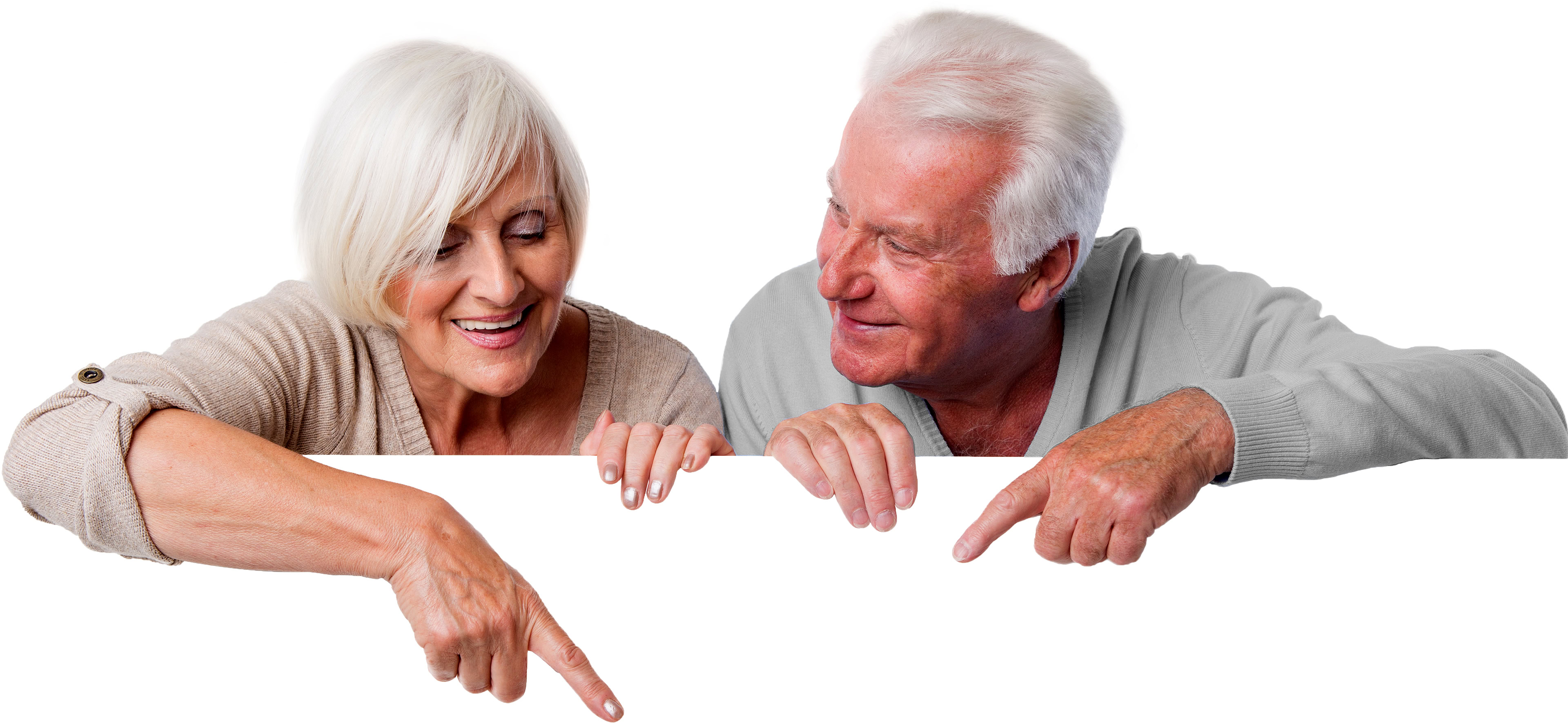 couple pointing downwards